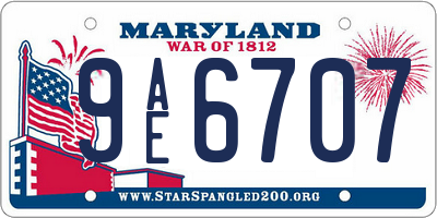 MD license plate 9AE6707