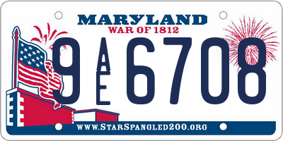 MD license plate 9AE6708