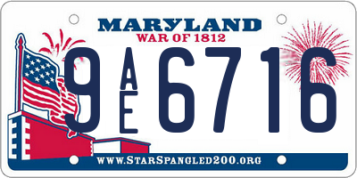 MD license plate 9AE6716