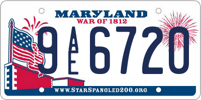 MD license plate 9AE6720