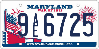 MD license plate 9AE6725