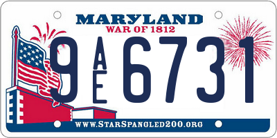 MD license plate 9AE6731