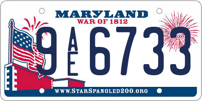 MD license plate 9AE6733