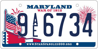 MD license plate 9AE6734