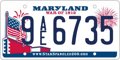 MD license plate 9AE6735