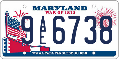 MD license plate 9AE6738