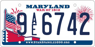 MD license plate 9AE6742