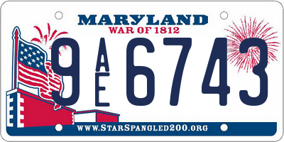 MD license plate 9AE6743