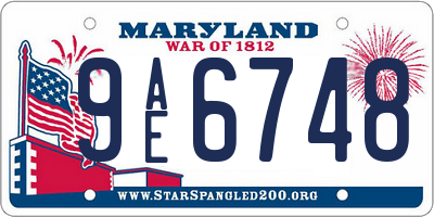 MD license plate 9AE6748
