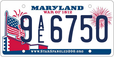 MD license plate 9AE6750