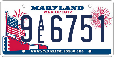 MD license plate 9AE6751