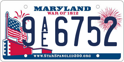MD license plate 9AE6752