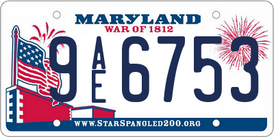 MD license plate 9AE6753