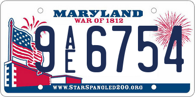 MD license plate 9AE6754
