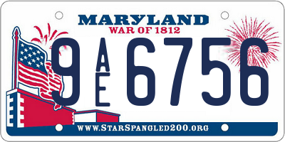 MD license plate 9AE6756