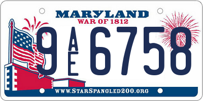 MD license plate 9AE6758