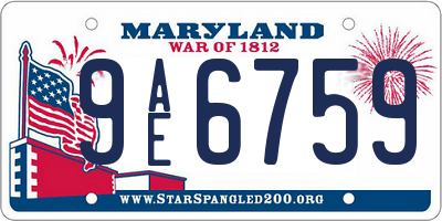 MD license plate 9AE6759