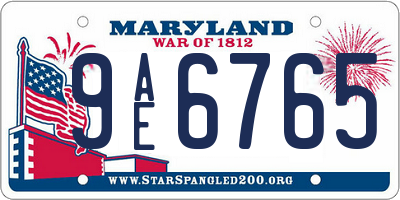 MD license plate 9AE6765
