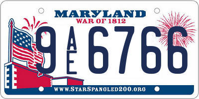 MD license plate 9AE6766
