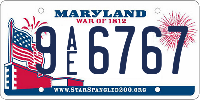 MD license plate 9AE6767