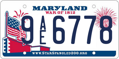 MD license plate 9AE6778
