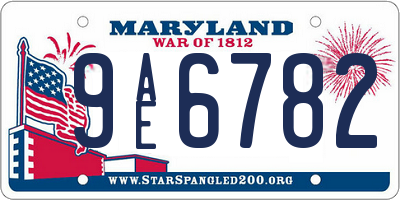 MD license plate 9AE6782
