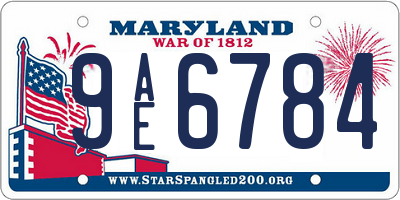 MD license plate 9AE6784