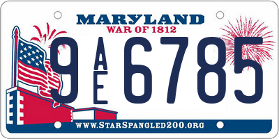 MD license plate 9AE6785