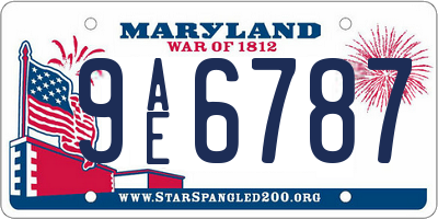 MD license plate 9AE6787