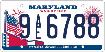 MD license plate 9AE6788