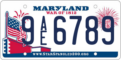 MD license plate 9AE6789