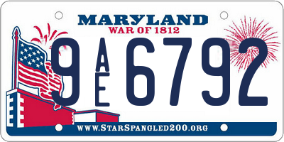 MD license plate 9AE6792
