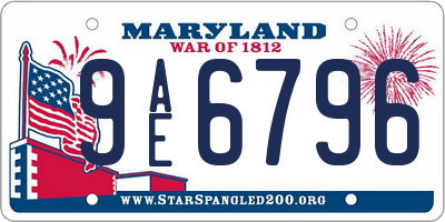 MD license plate 9AE6796