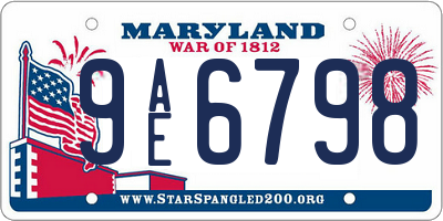 MD license plate 9AE6798