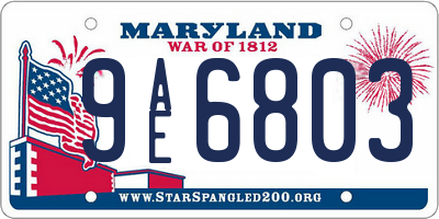 MD license plate 9AE6803