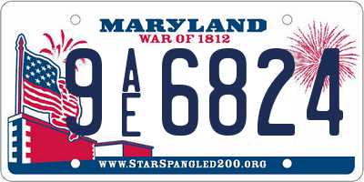 MD license plate 9AE6824