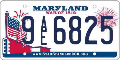 MD license plate 9AE6825