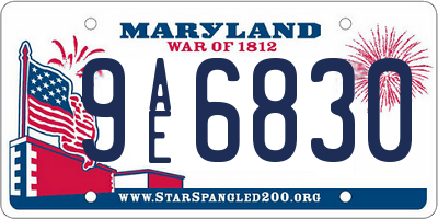 MD license plate 9AE6830