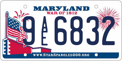 MD license plate 9AE6832