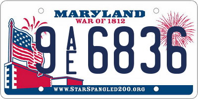 MD license plate 9AE6836