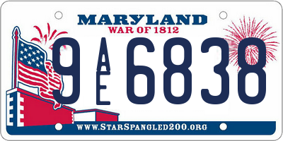 MD license plate 9AE6838