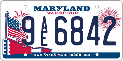 MD license plate 9AE6842
