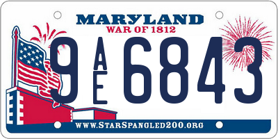 MD license plate 9AE6843