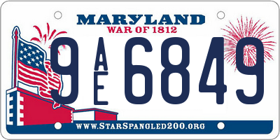MD license plate 9AE6849