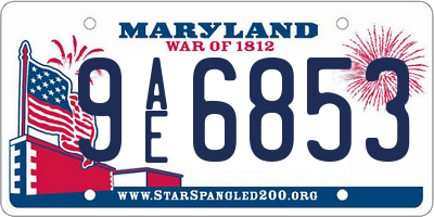 MD license plate 9AE6853
