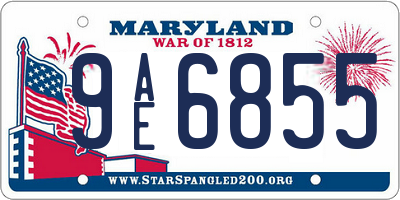 MD license plate 9AE6855
