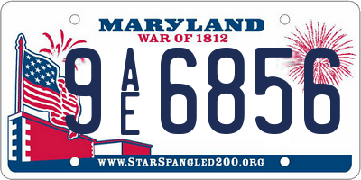 MD license plate 9AE6856