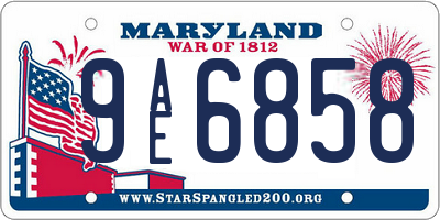 MD license plate 9AE6858