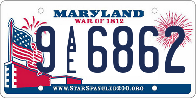 MD license plate 9AE6862