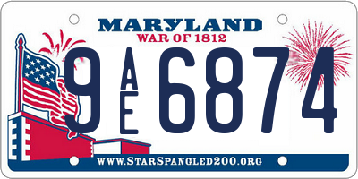 MD license plate 9AE6874